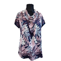 Bluzka z lejącym dekoltem typu woda - liście paproci